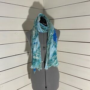 Blue and Green Watercolor Scarf